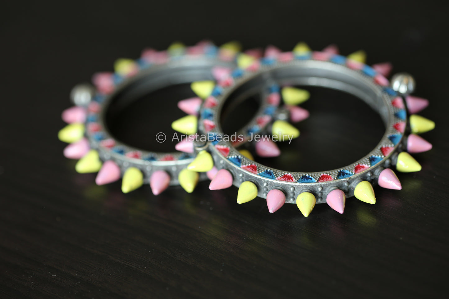 Silver Look Enamel Bangle (openable)