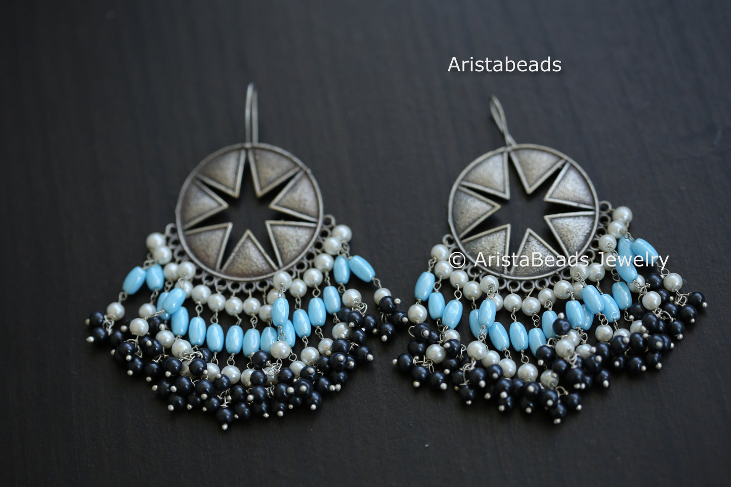 Blue Drop Oxidized Earrings