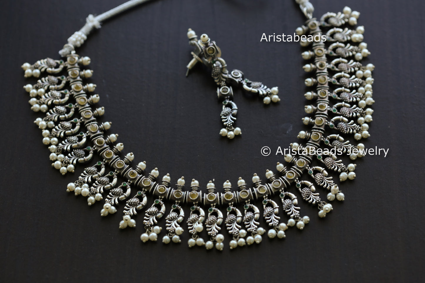 Yellow Green Peacock Necklace Set