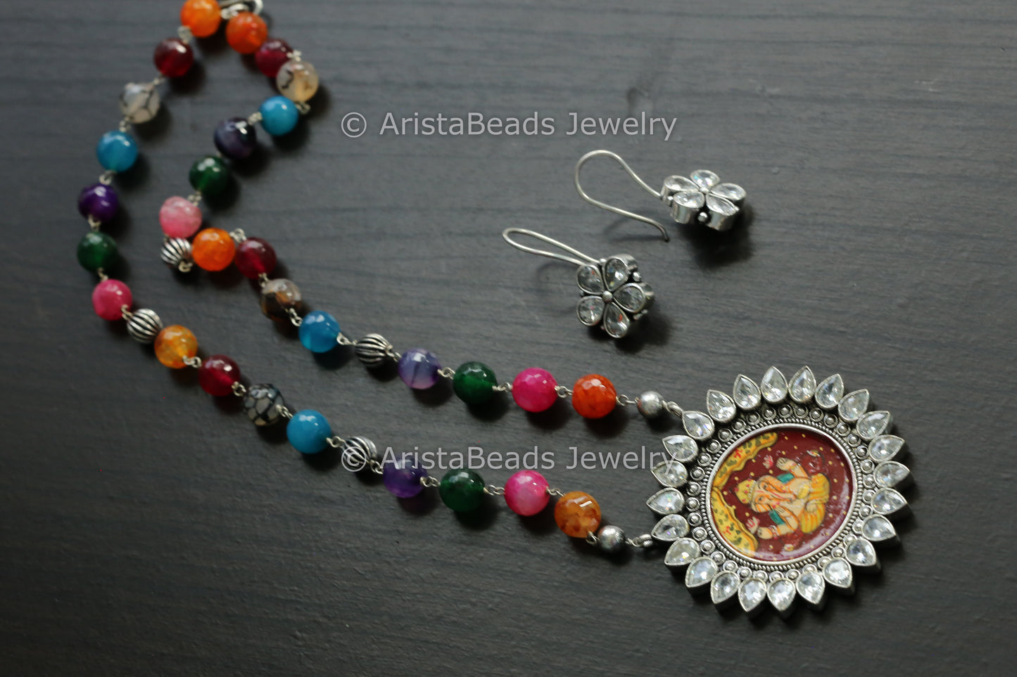 Hand Painted Ganesha Necklace Set