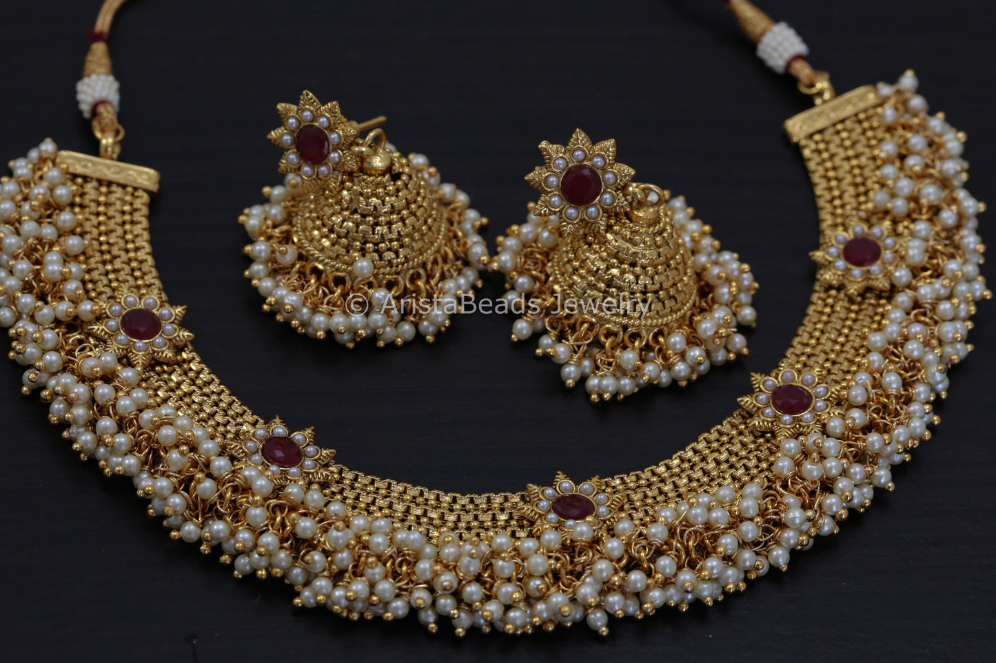 Gajra Pearl Necklace Set