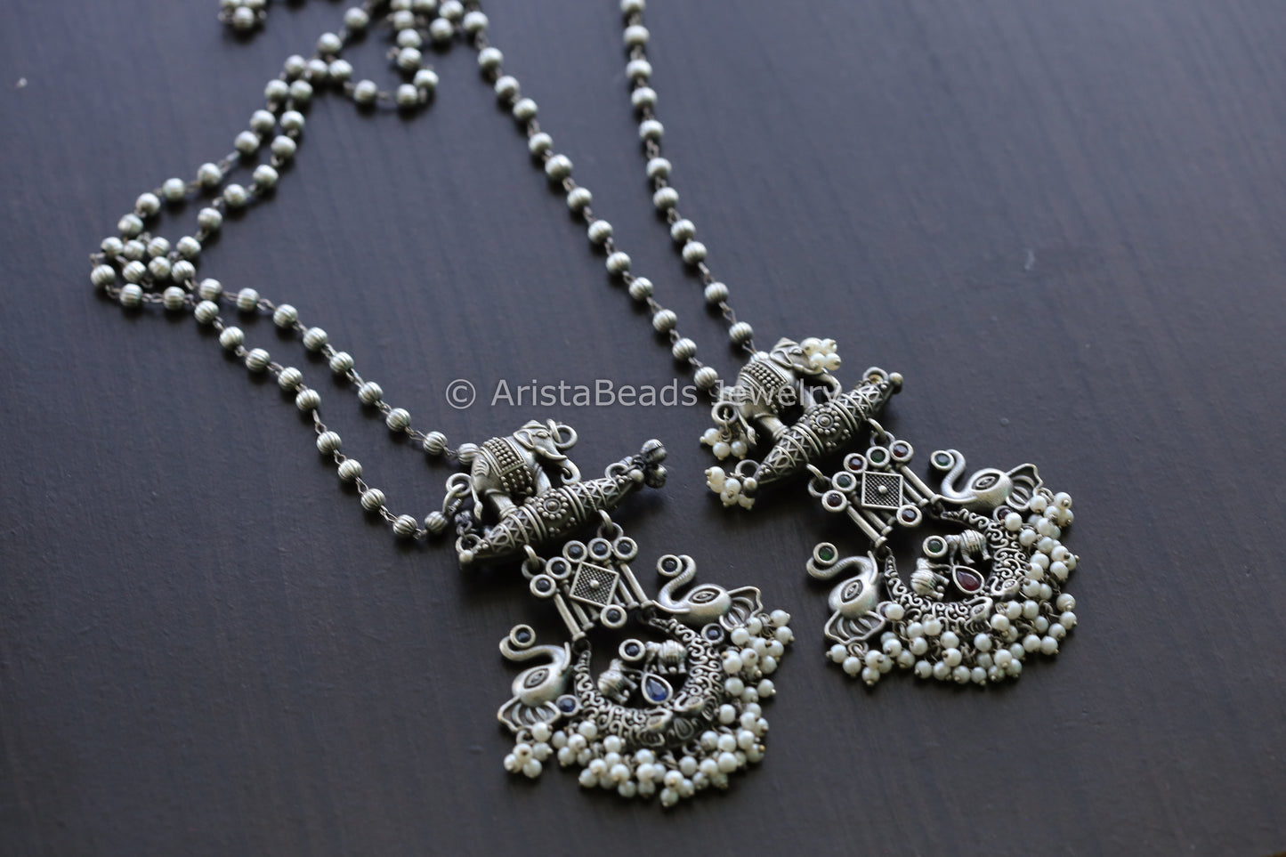 Elephant Oxidized Necklace Set