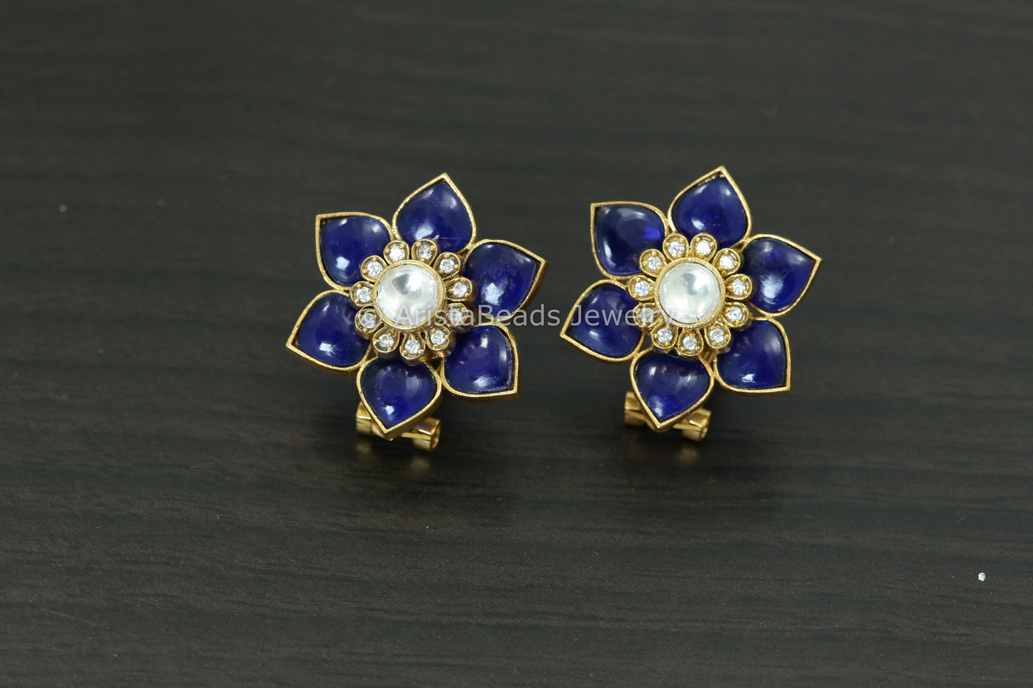Flower Uncut Kundan & CZ Studs - 6 colors