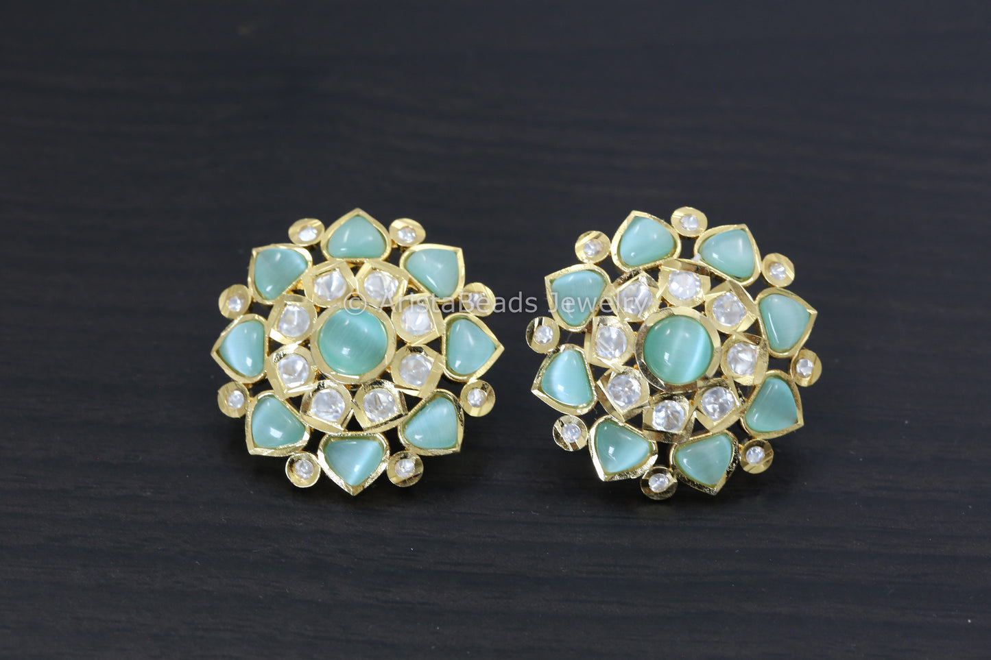 Large Silver Foil Kundan Studs - 4 colors