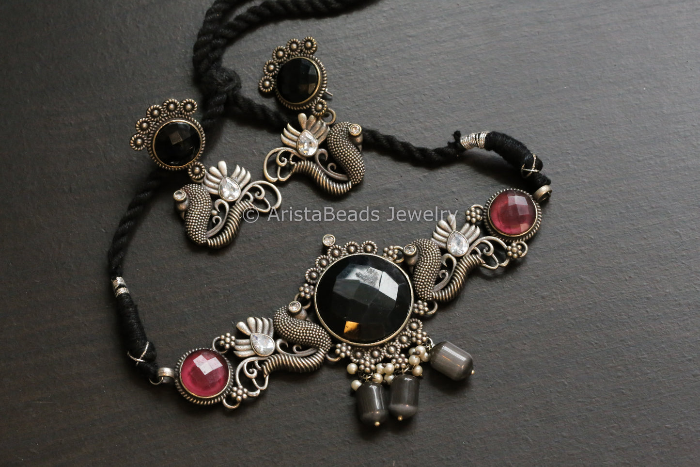 Black Peacock Choker Set
