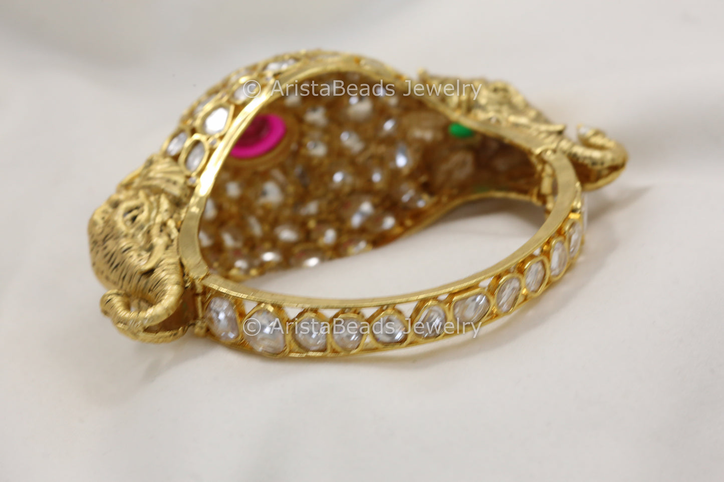 Uncut Polki Kundan Elephant Bangle