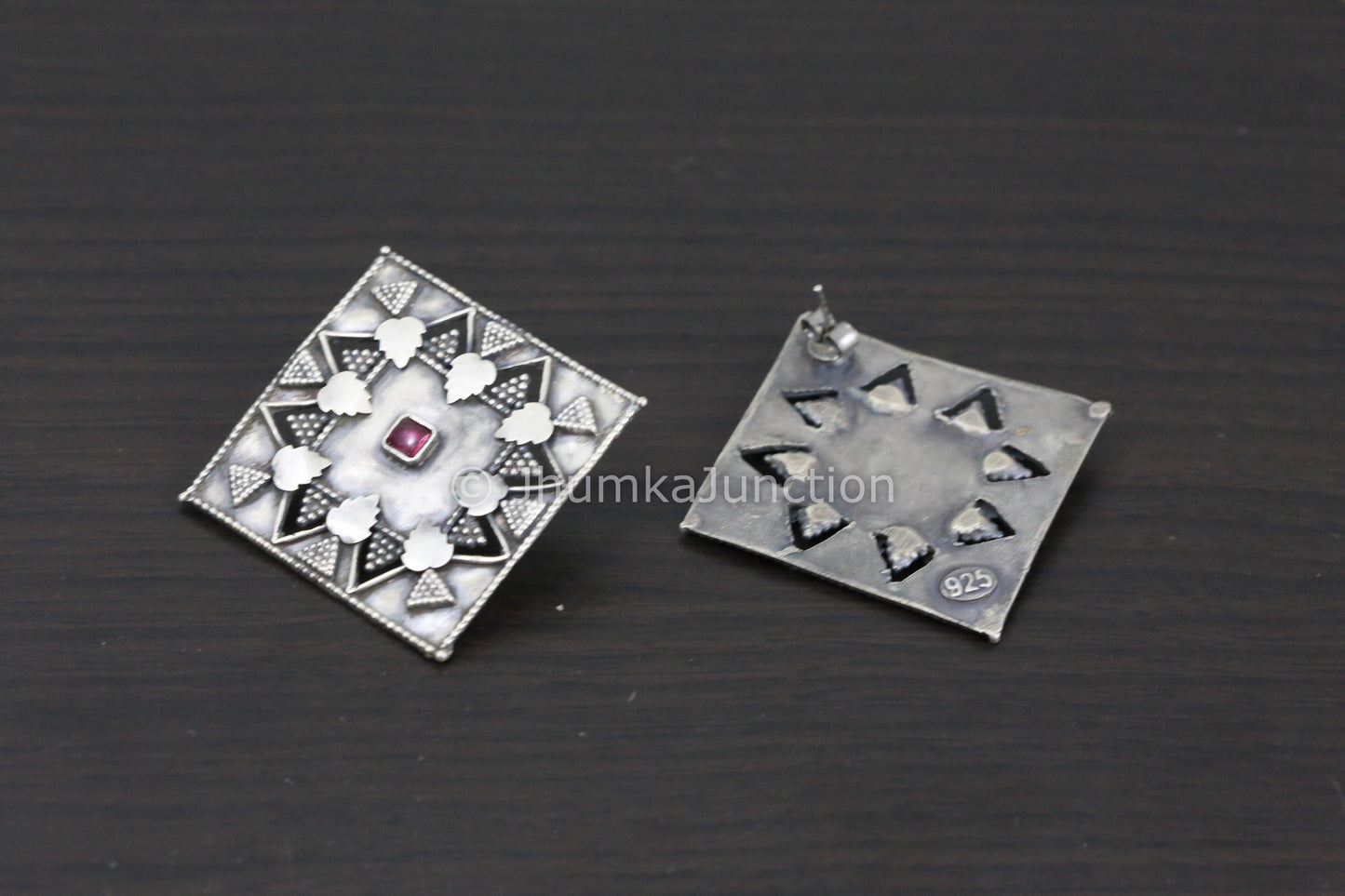 Extra Large Sterling Silver Ruby Studs