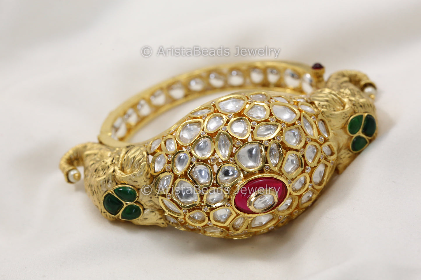 Uncut Polki Kundan Elephant Bangle