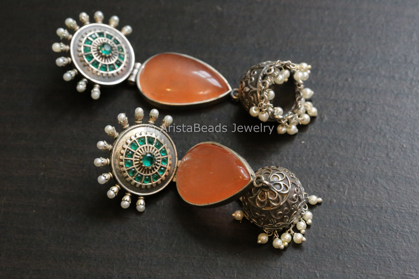 Oxidized Jhumka - Orange