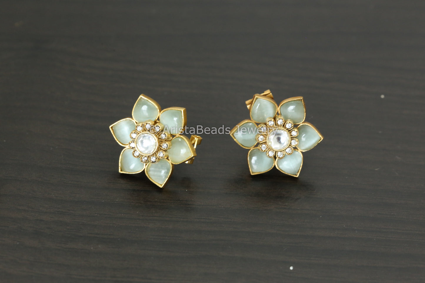 Flower Uncut Kundan & CZ Studs - 6 colors