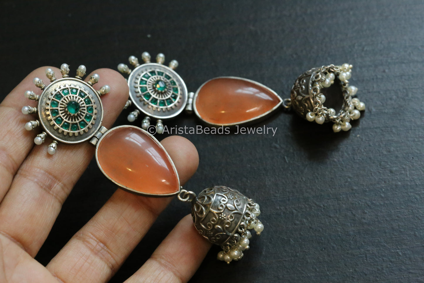 Oxidized Jhumka - Orange