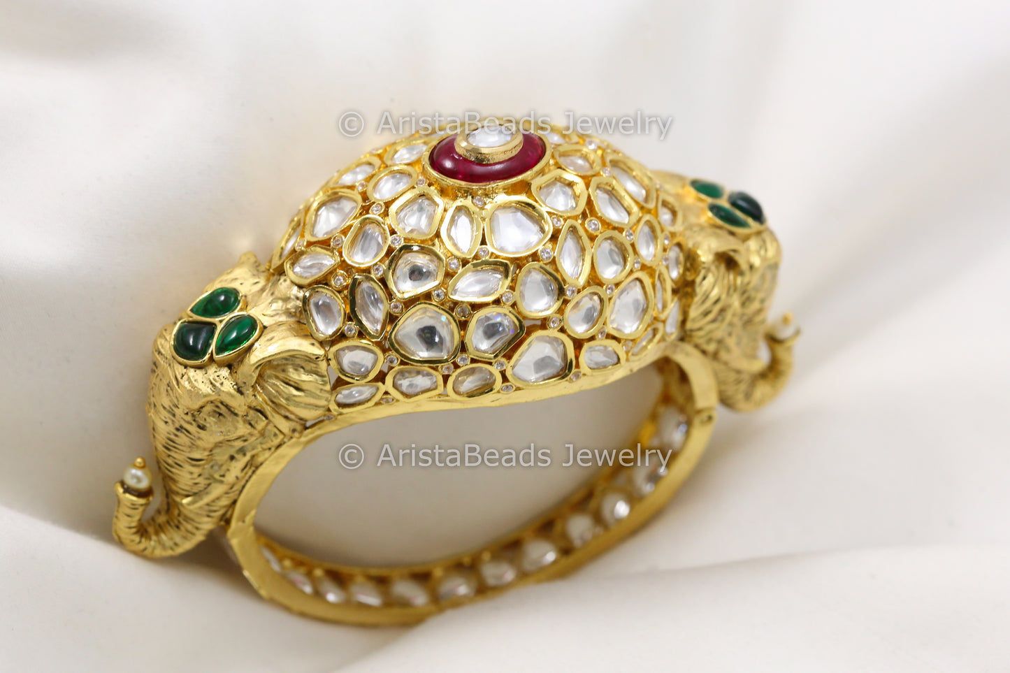 Uncut Polki Kundan Elephant Bangle