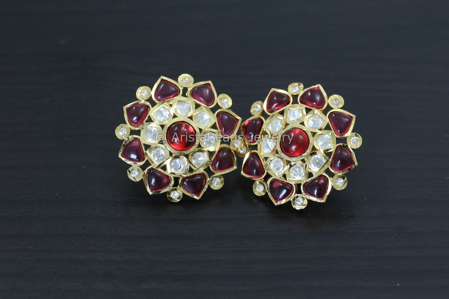 Large Silver Foil Kundan Studs - 4 colors