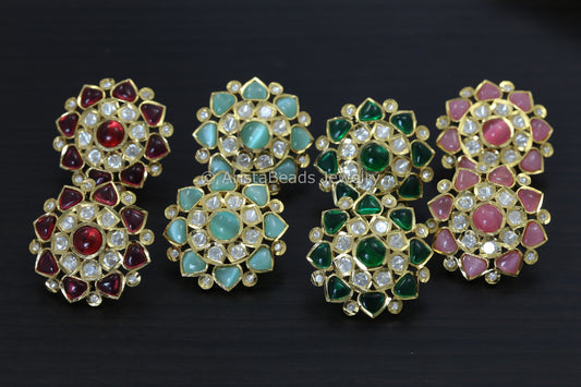 Large Silver Foil Kundan Studs - 4 colors