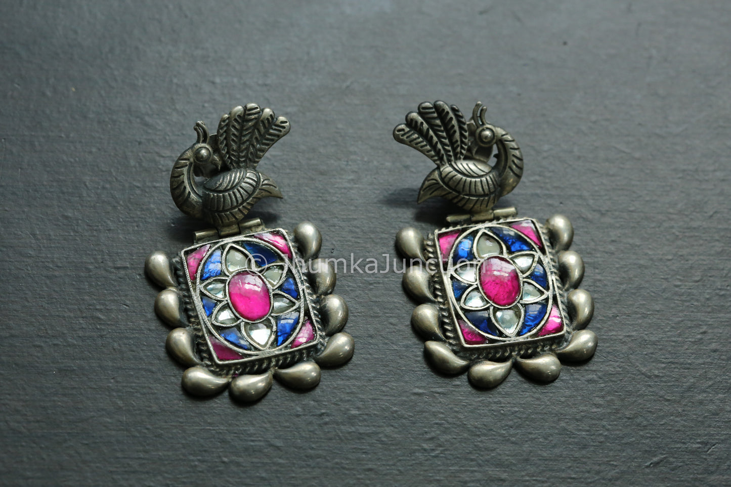 Blue Ruby Sterling Silver Earrings