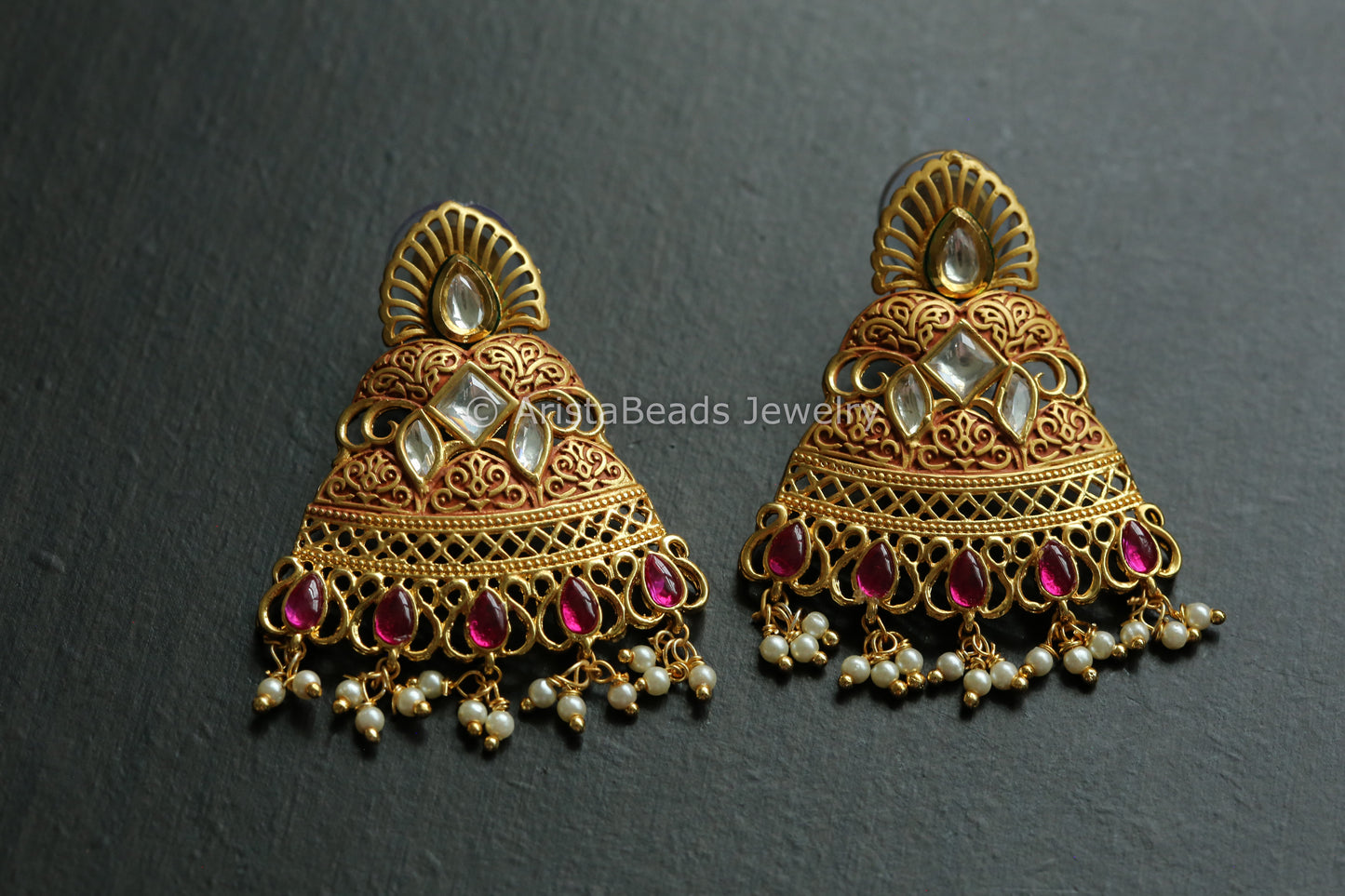 Kundan Enamel Bell Shape Earrings