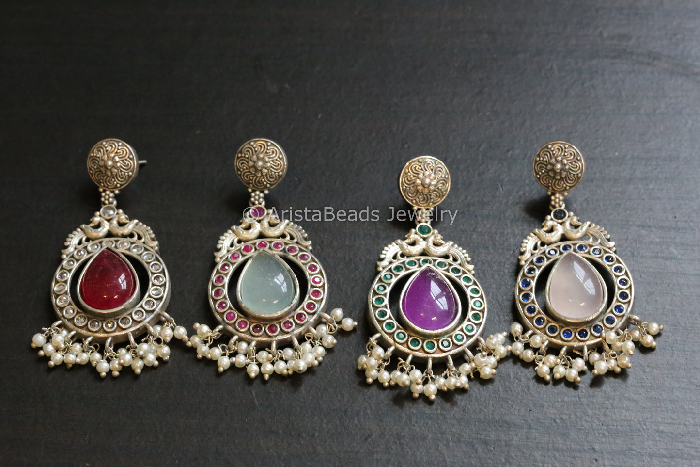 Silver Look Alike Chandbaali - Colors Available