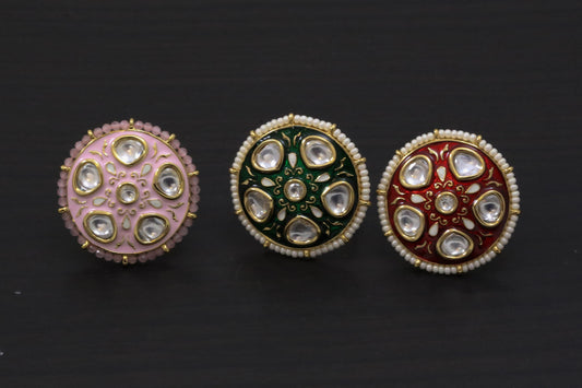 Kundan Meenakari Ring ( Adjustable)