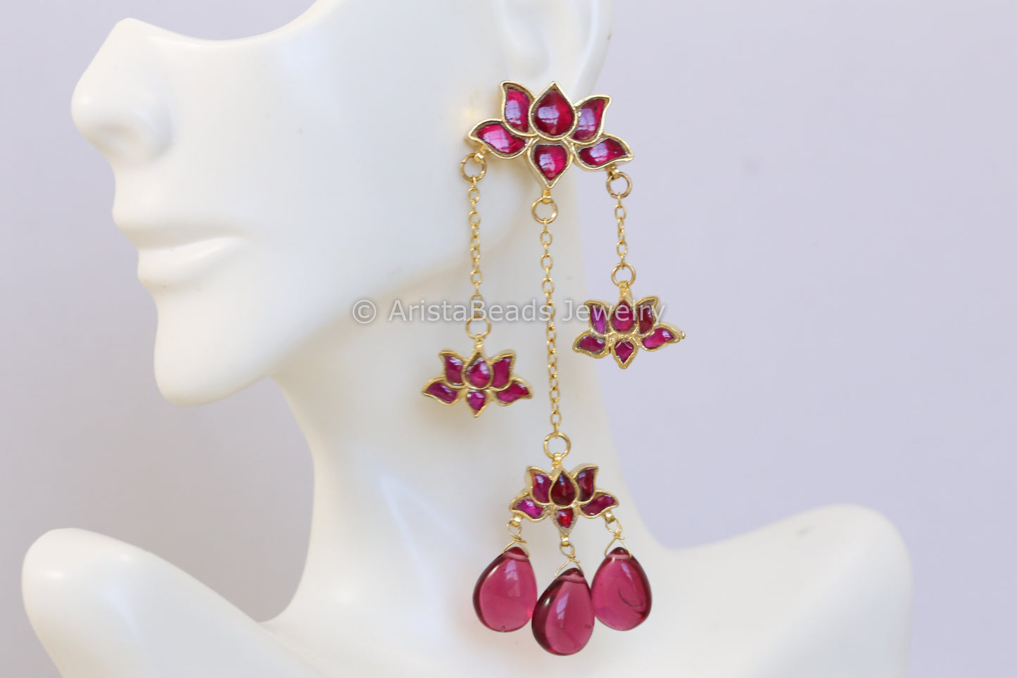 Handmade Jadau Kundan Lotus Earrings