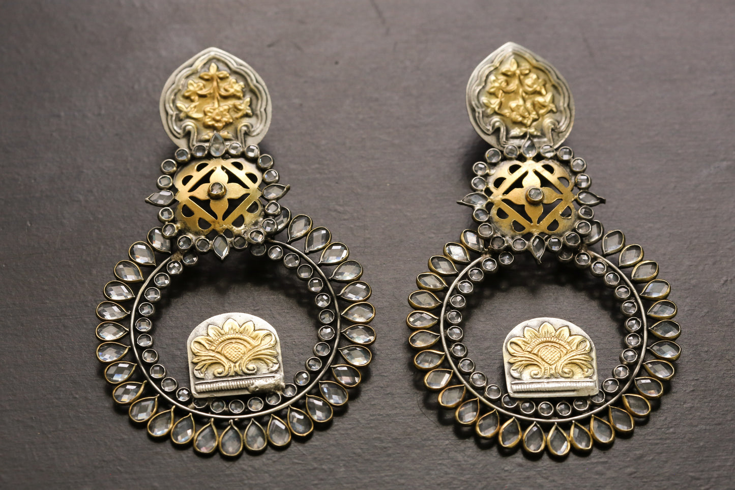 Extra Large Sterling Silver Polki Earrings