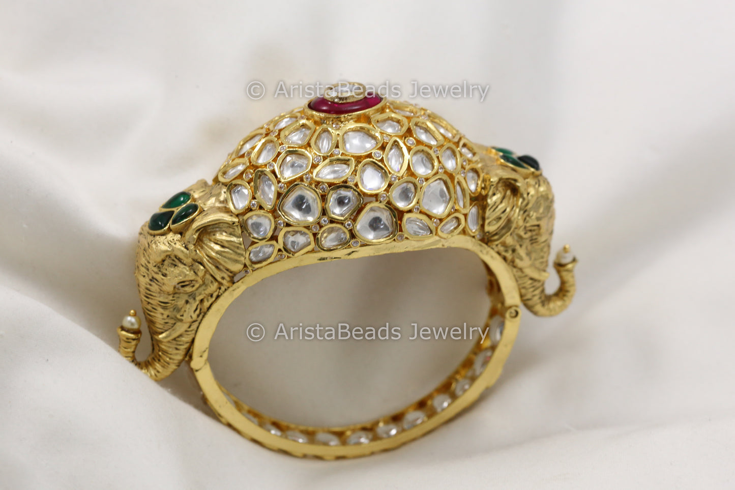 Uncut Polki Kundan Elephant Bangle