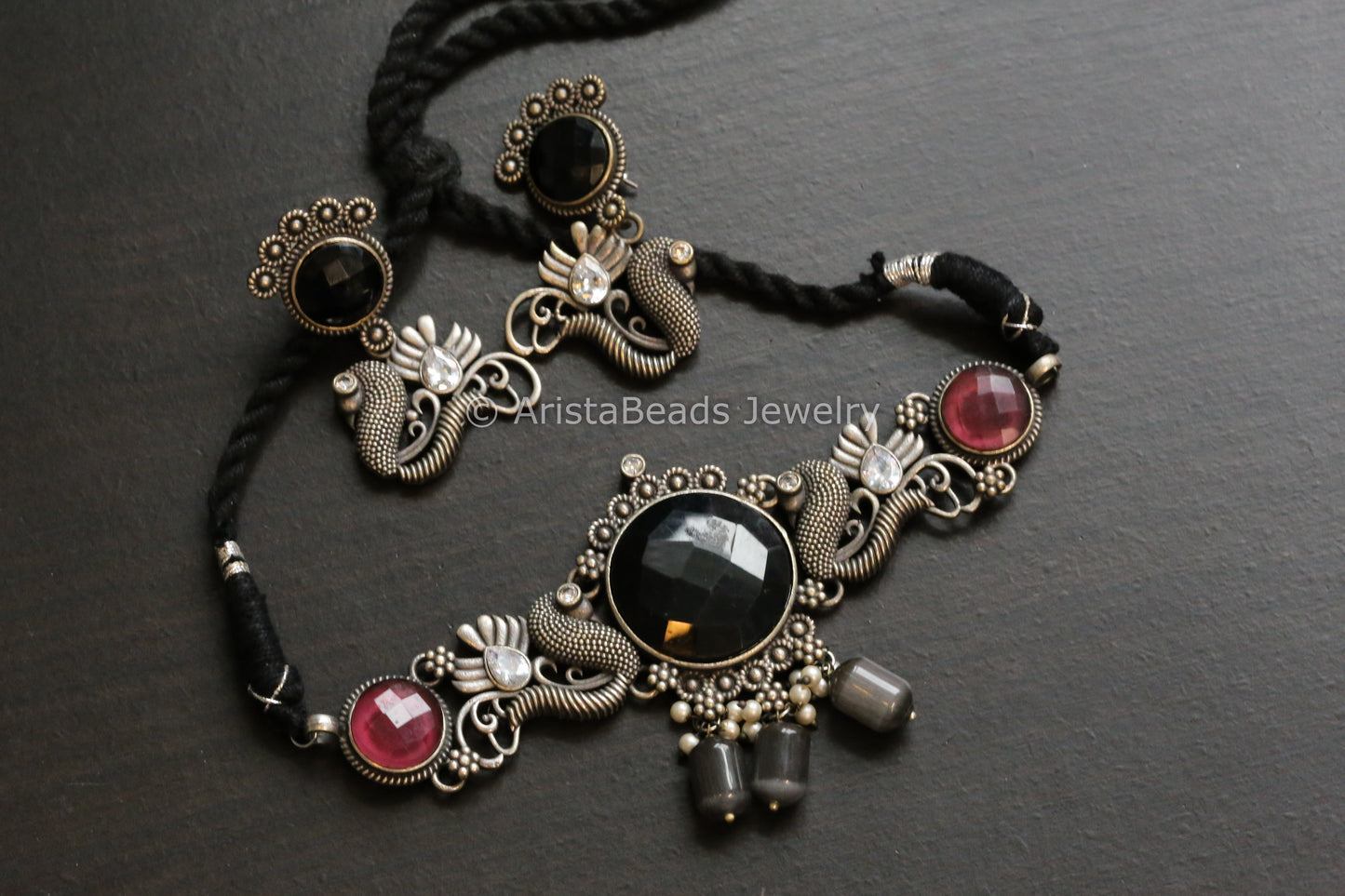 Black Peacock Choker Set