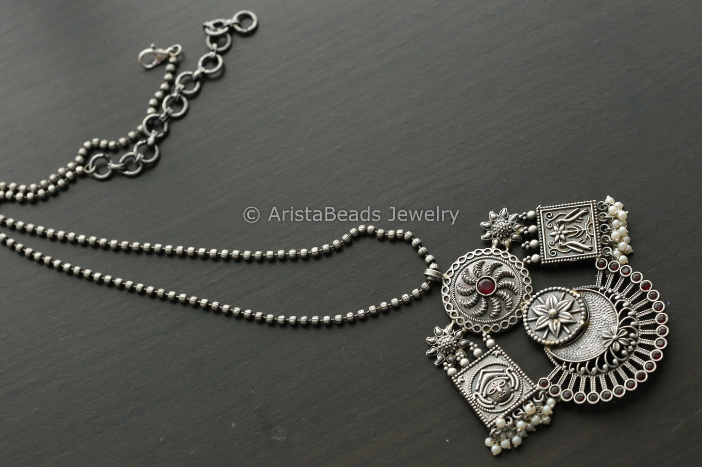 Red Oxidized Fusion Pendant Necklace