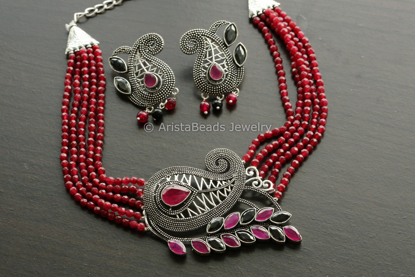 Ruby Black Necklace Set
