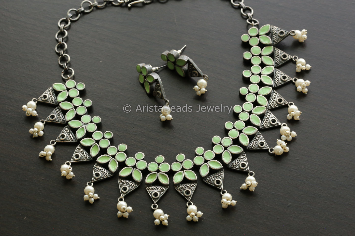 Enamel Oxidized Necklace Set