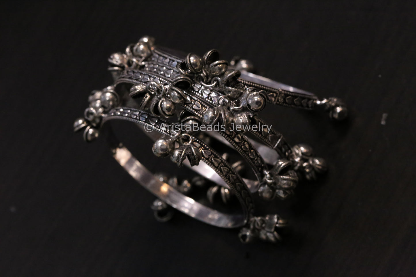 White Metal Ghungroo Bangle Set