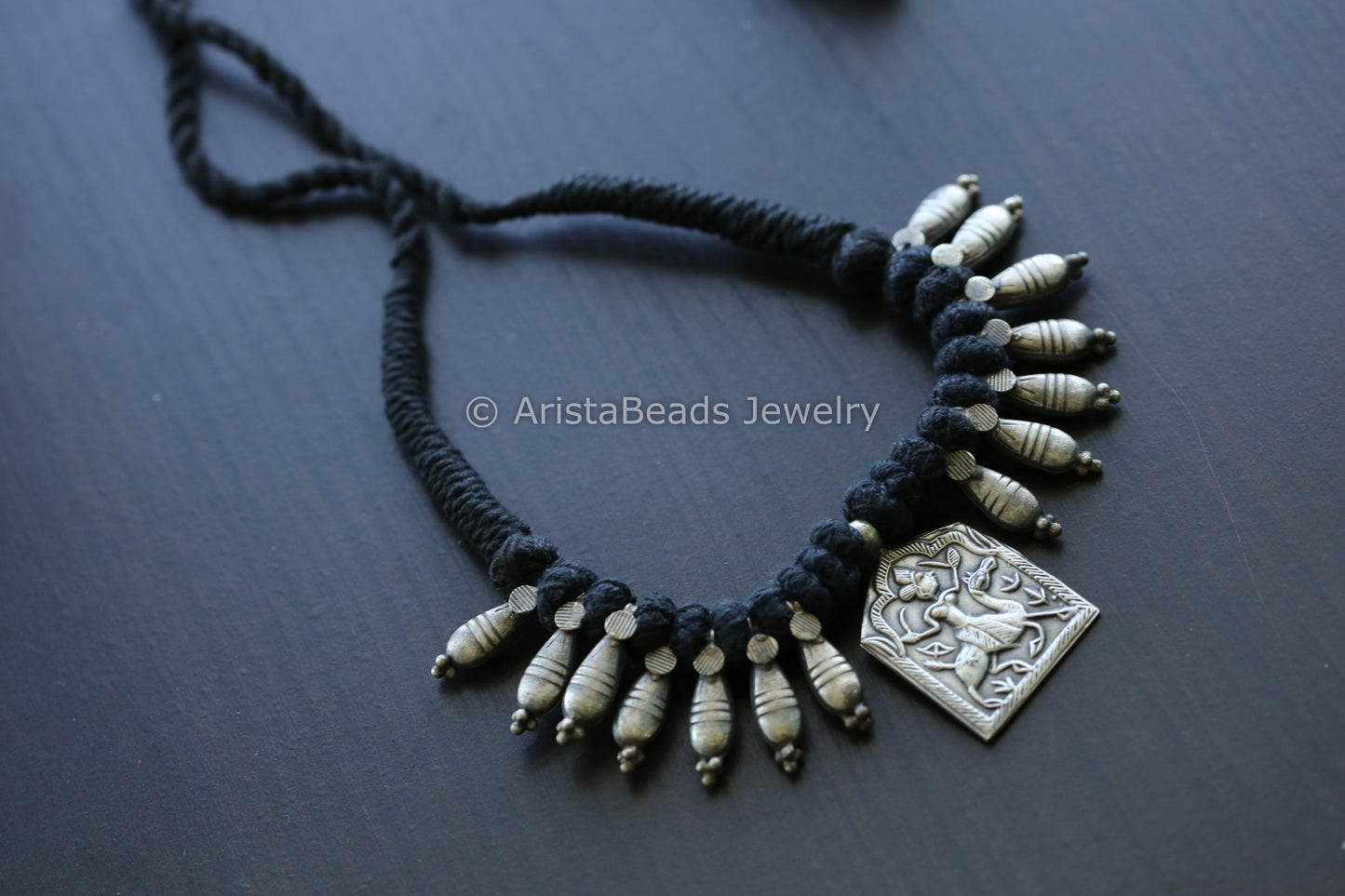 Tribal Rajasthani Necklace - Black Thread