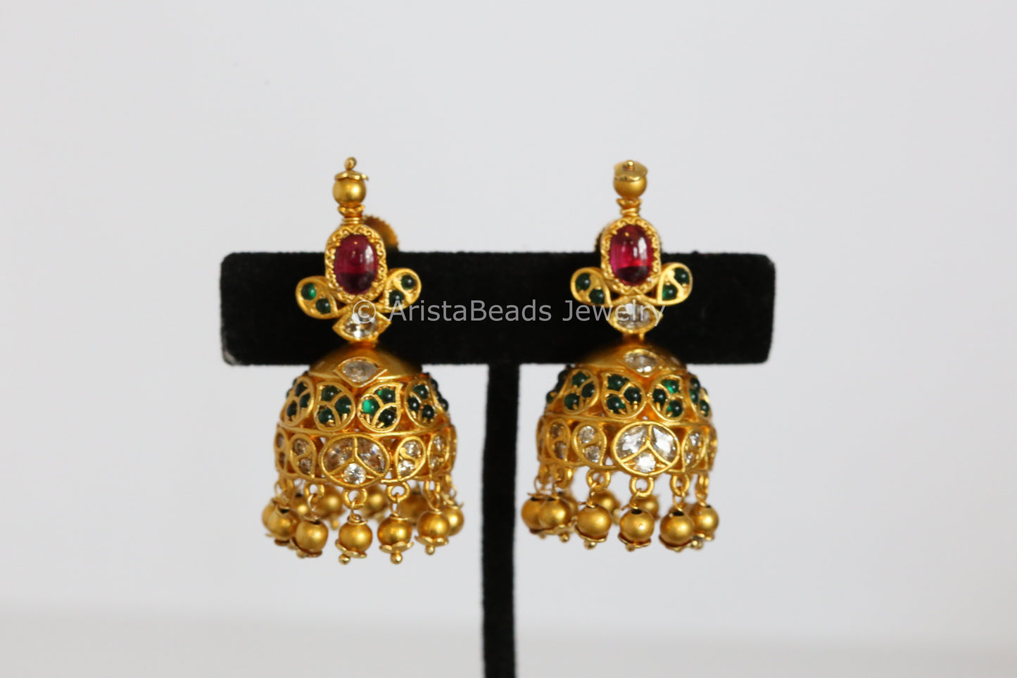 Kemp Stones Gold Jhumka