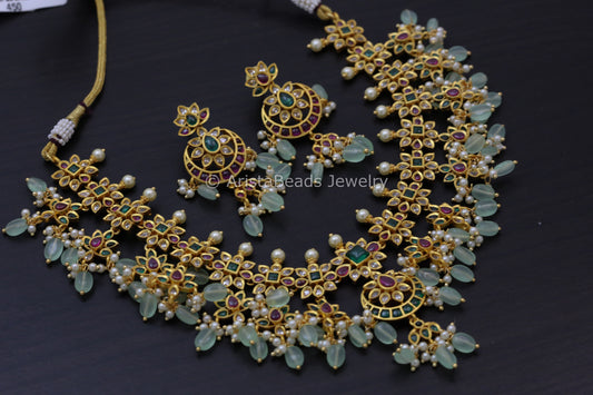 Kemp Stones Necklace Set - Green Ruby