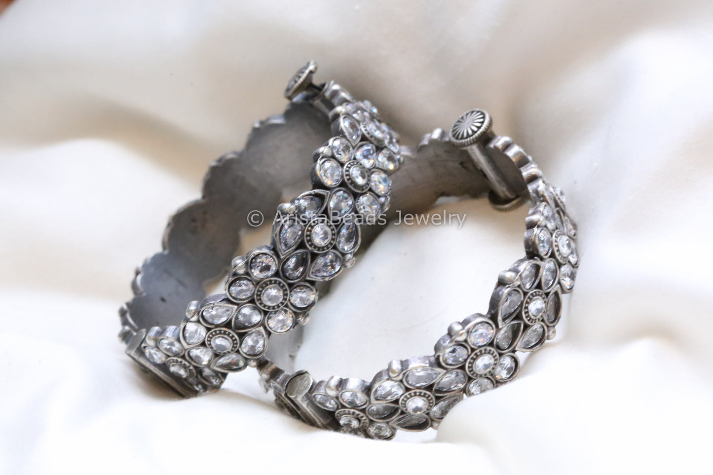 Silver Look CZ Bangle (Hinge)