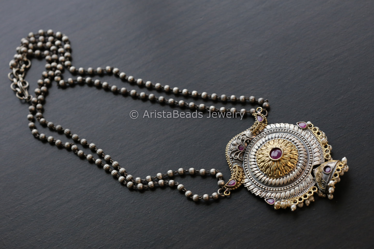 Dual Tone Jhumka Necklace