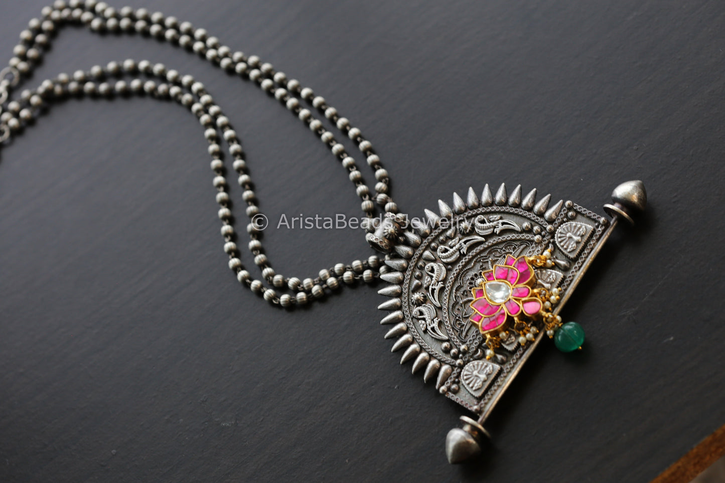 Kundan Lotus Dual Tone Necklace