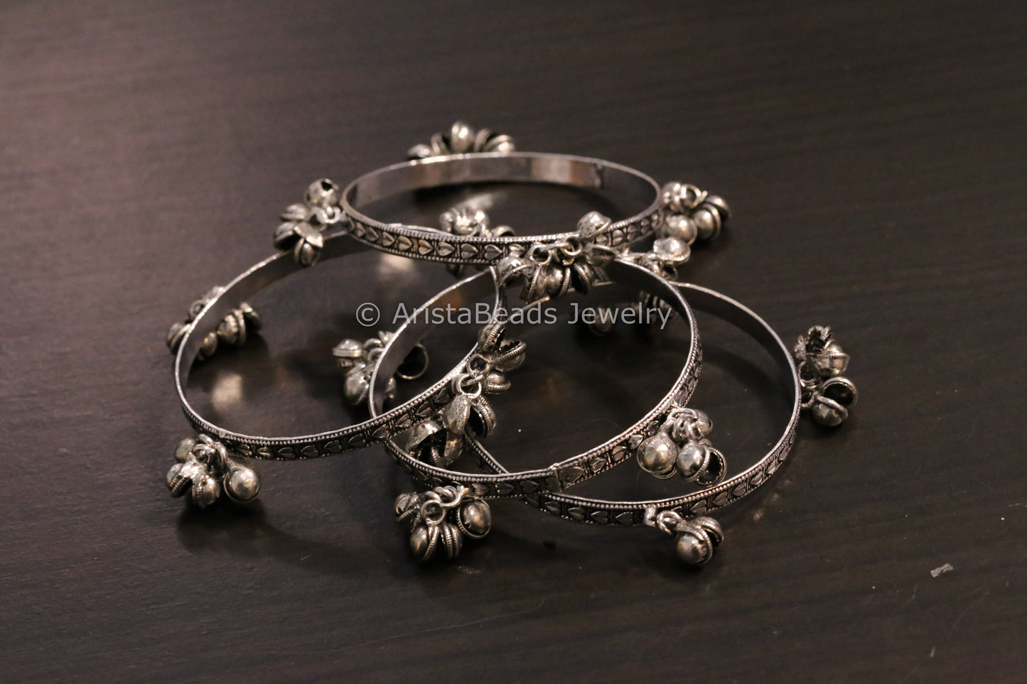 White Metal Ghungroo Bangle Set
