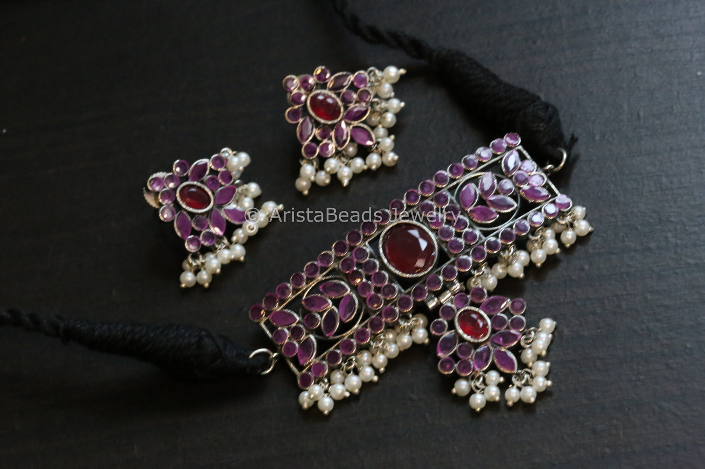 Short CZ Choker Set - Ruby
