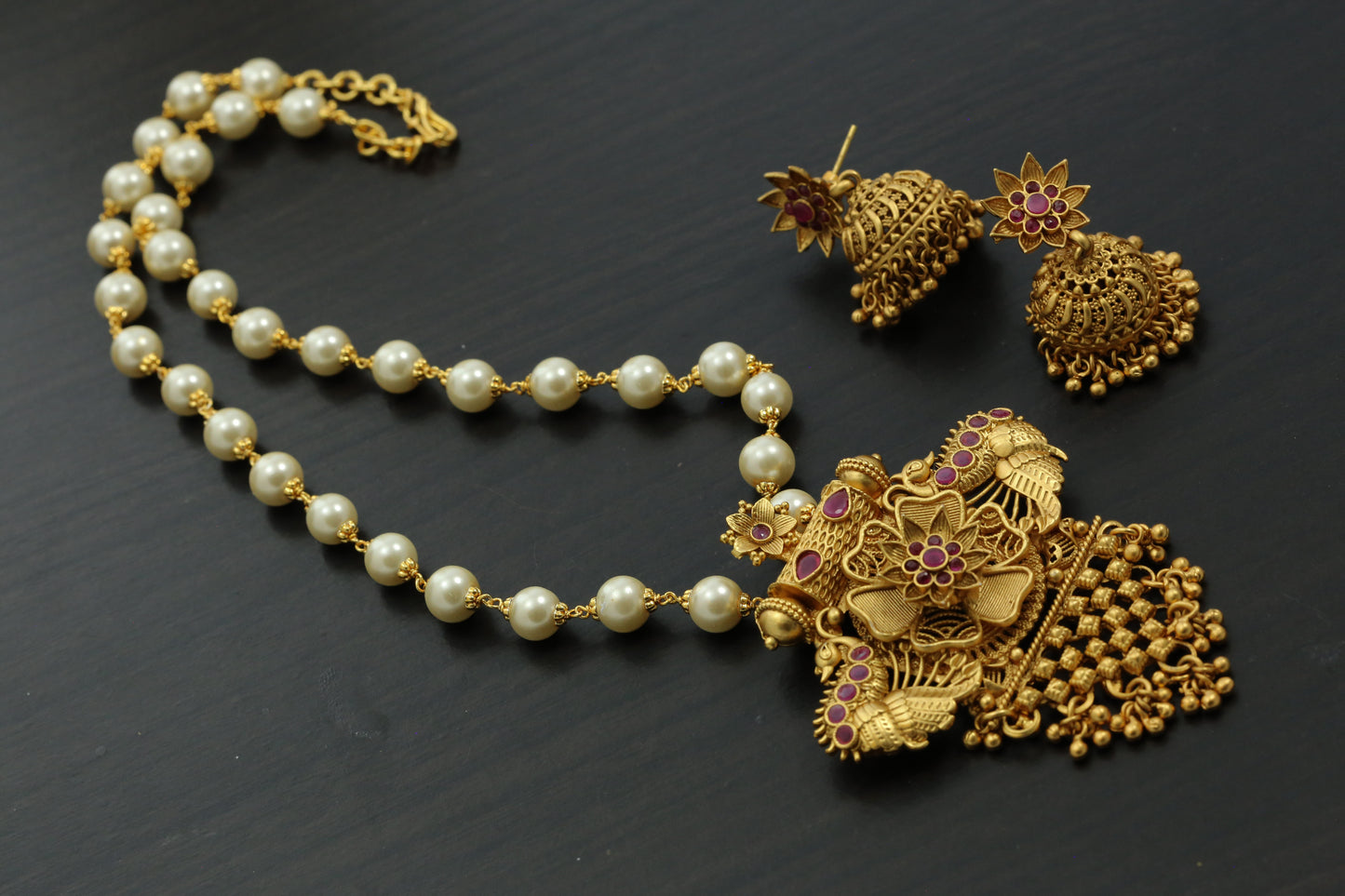 Antique Gold Peacock Pendant Set