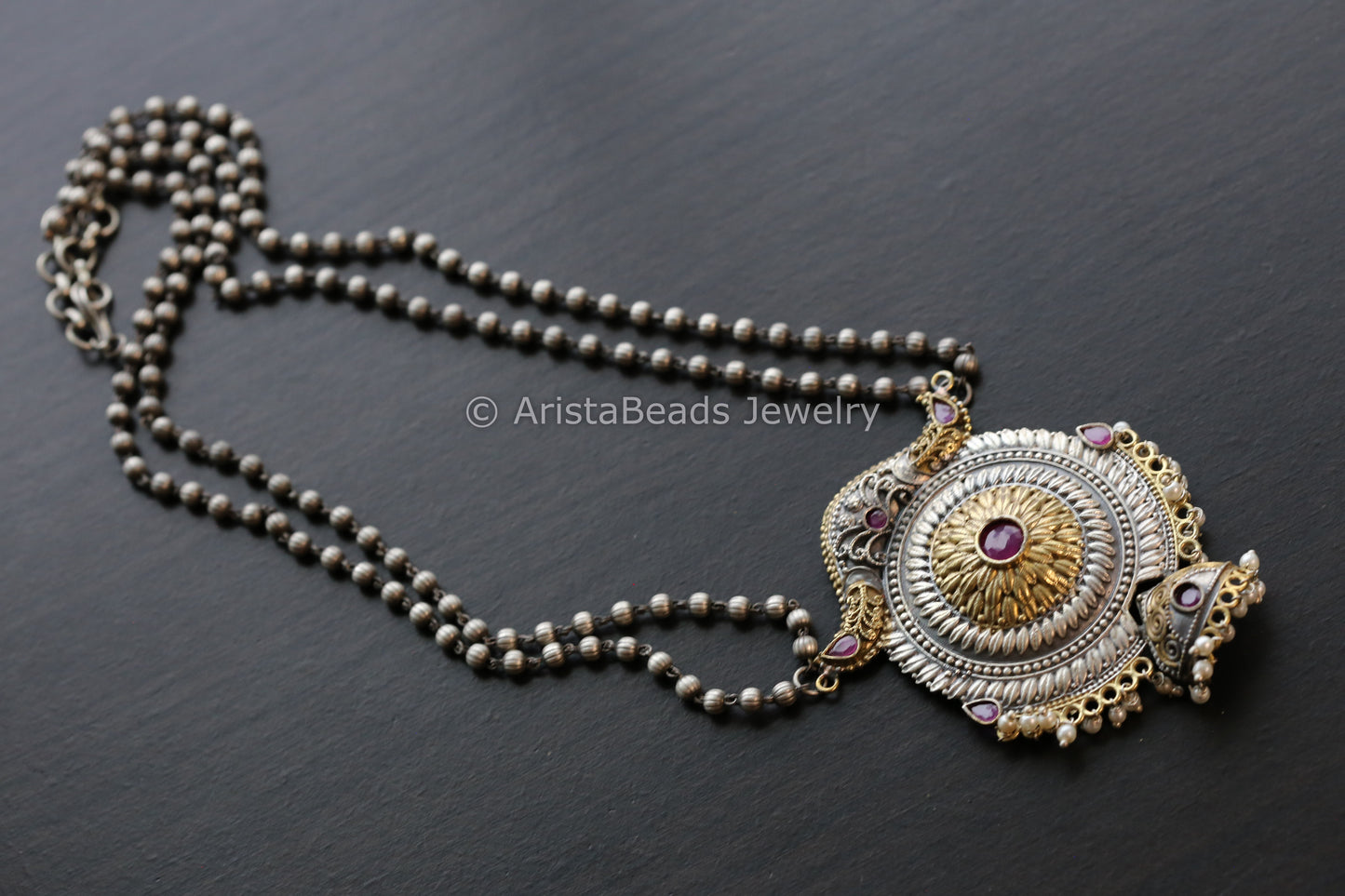 Dual Tone Jhumka Necklace