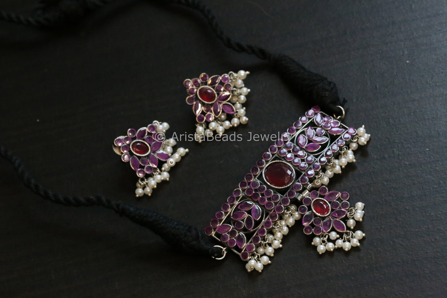 Short CZ Choker Set - Ruby