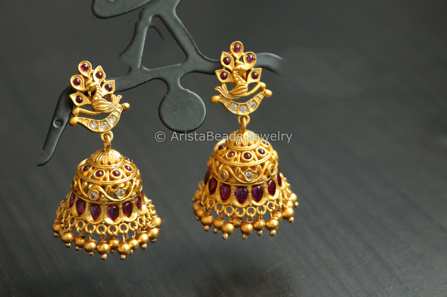 Small Ruby Kemp Stone Jhumka
