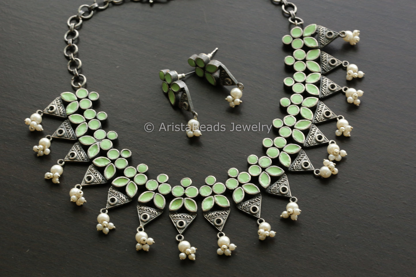 Enamel Oxidized Necklace Set