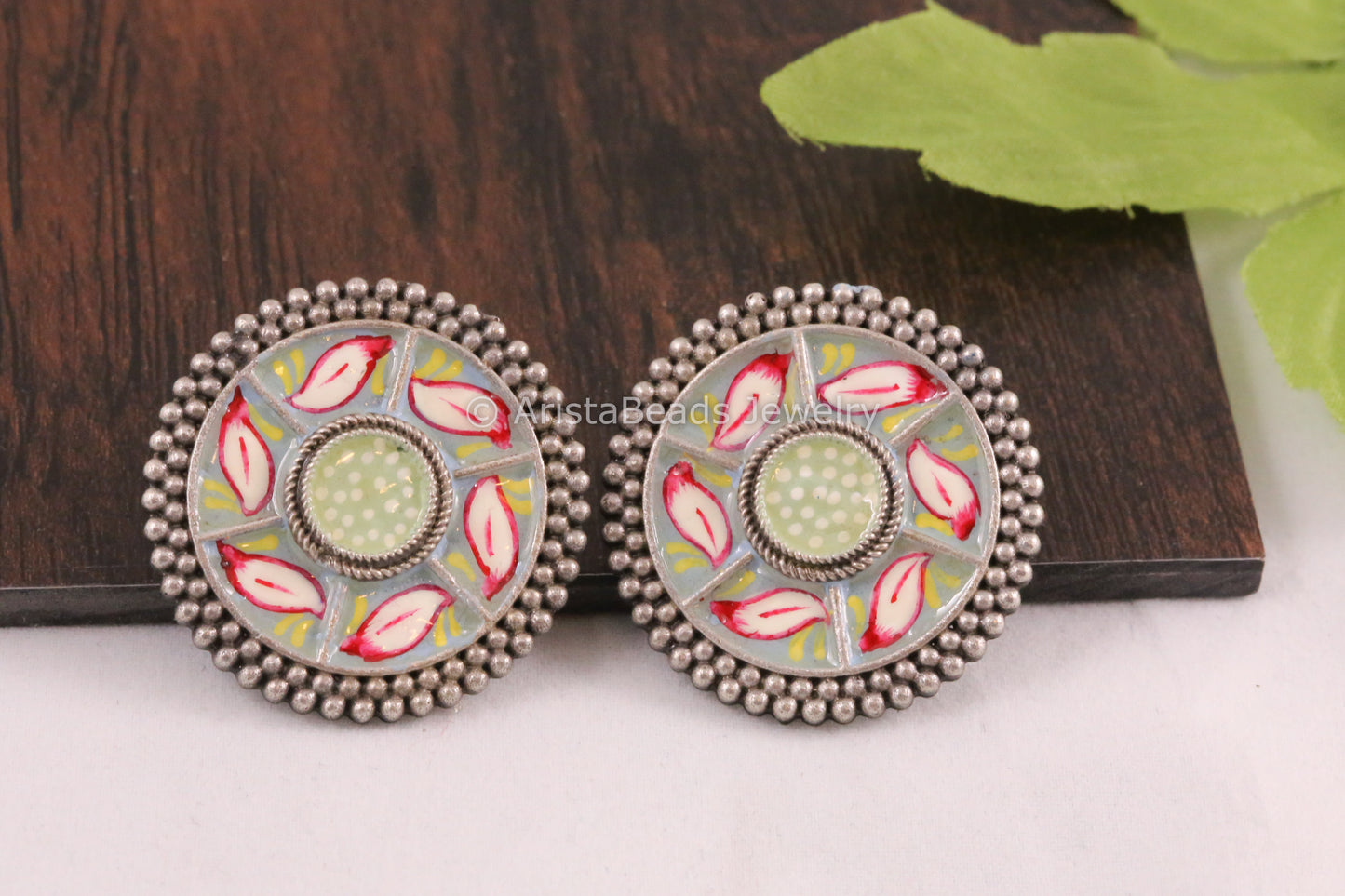 Enamel Earrings - Gray