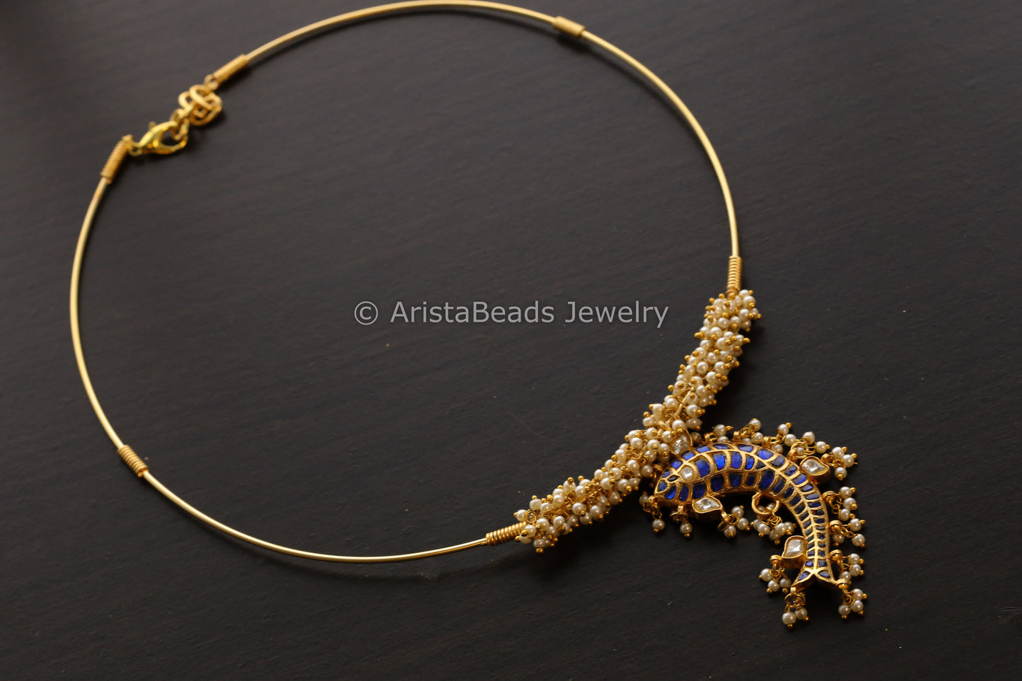Jadau Fish Pendant Hasli Necklace ( Colors available)