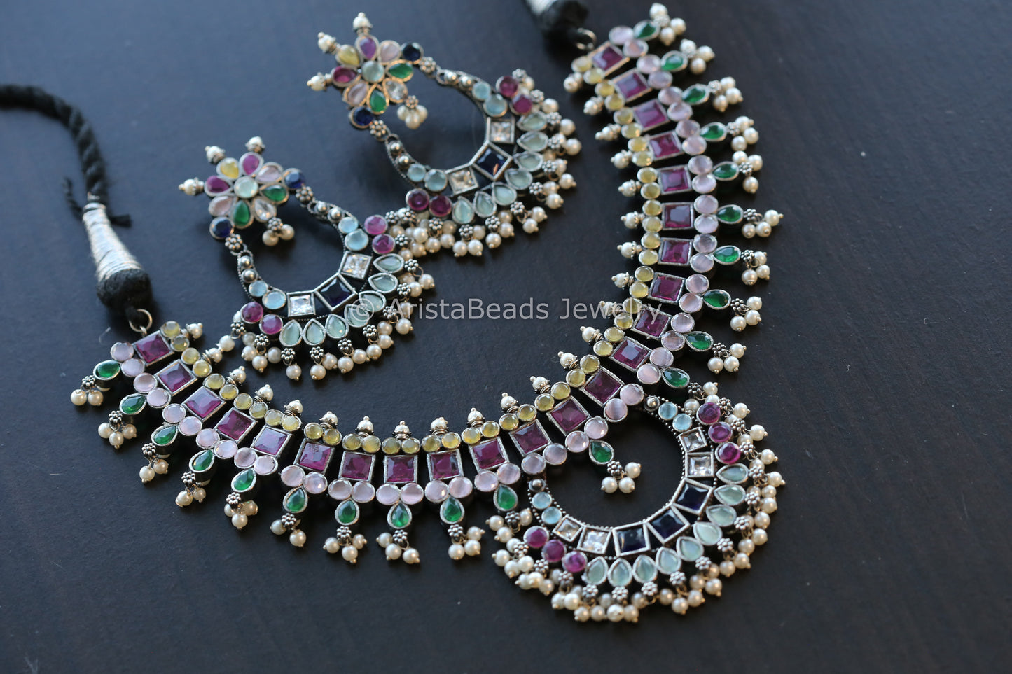 Multicolor Oxidized Necklace Set