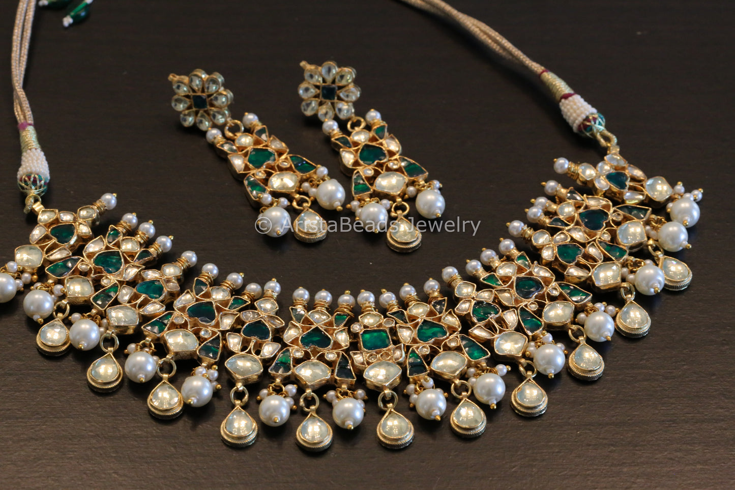 Kundan Necklace Set - Green