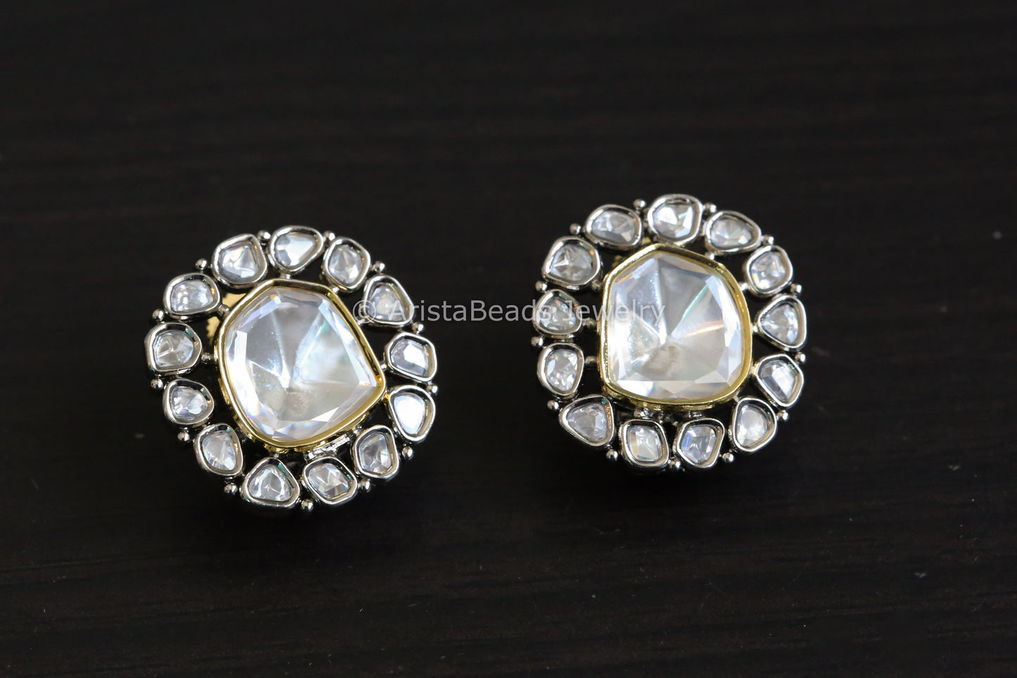 Uncut Moissanite Look Kundan Studs
