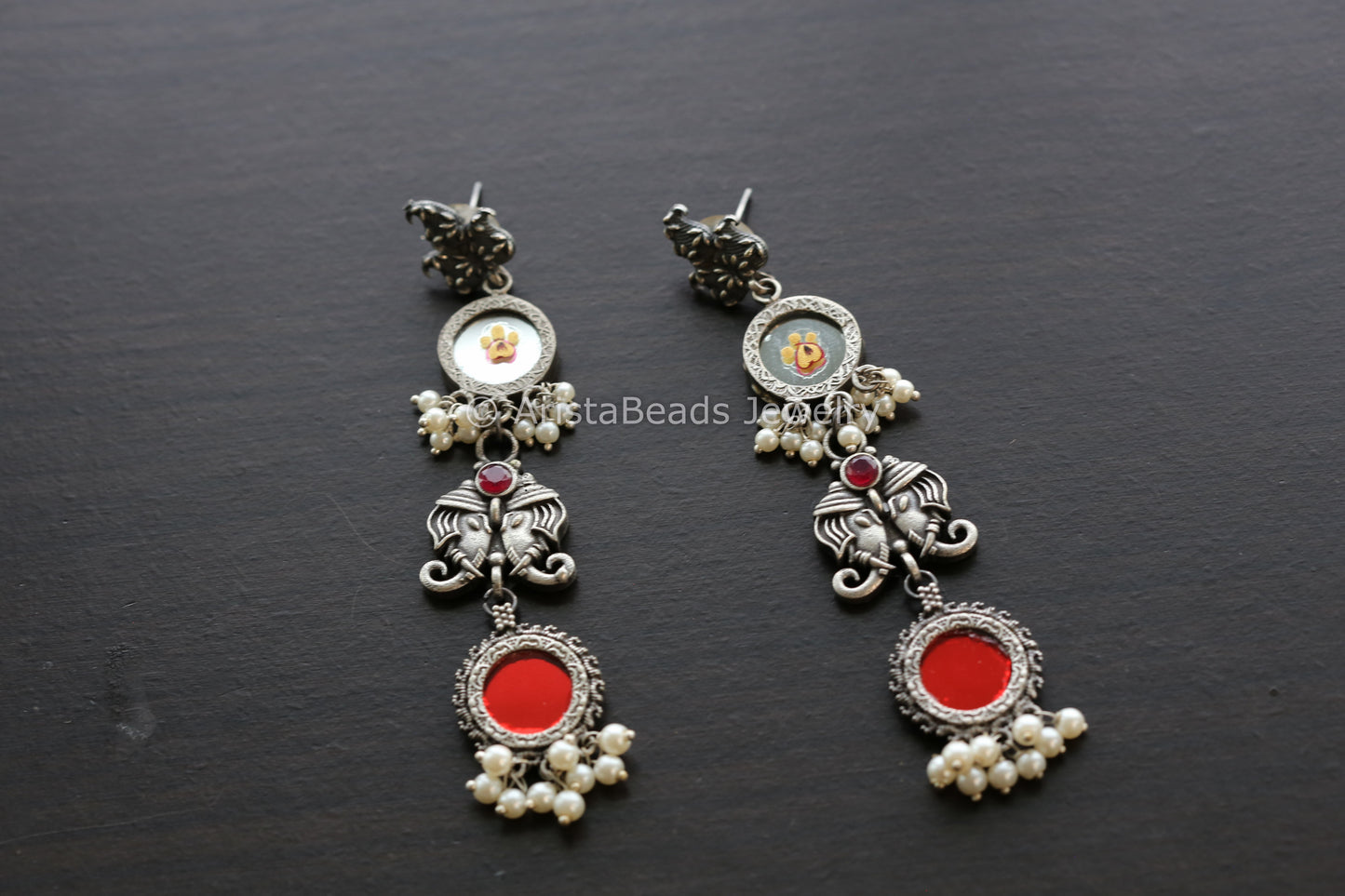 Long Red Glass Earrings
