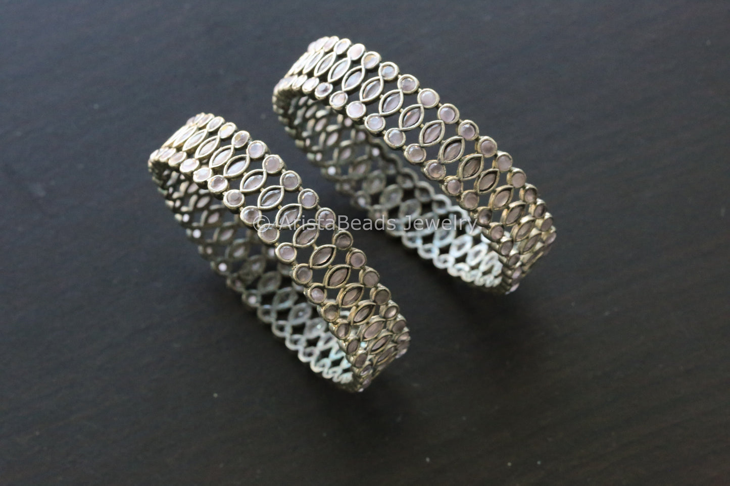 Blush Pink Oxidized Bangle Set (2.6)
